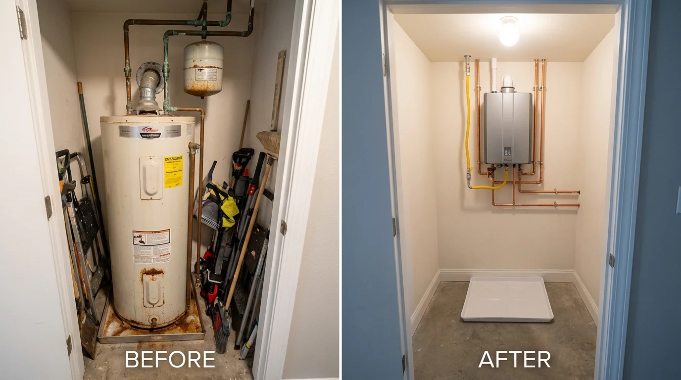 Tank water heater versus wall-mounted tankless unit comparison for East Canton, OH homeowners
